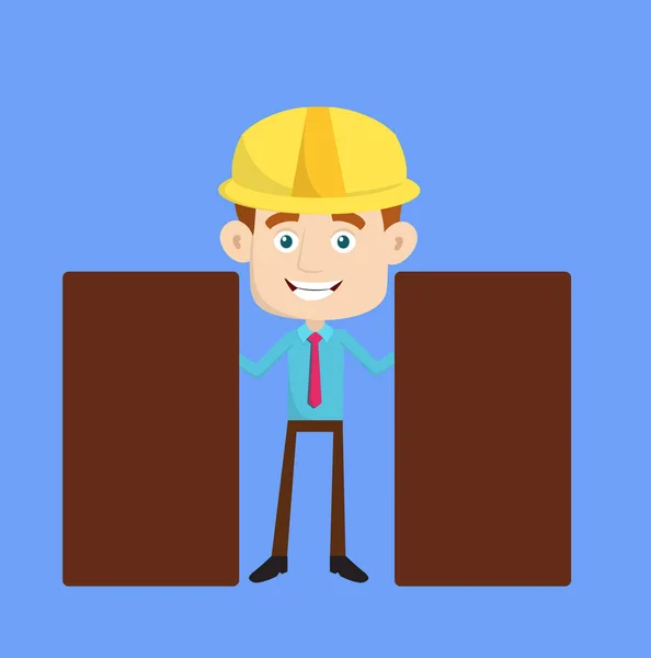 Engineer Builder Architect - Standing with Two Boards — Stock Vector