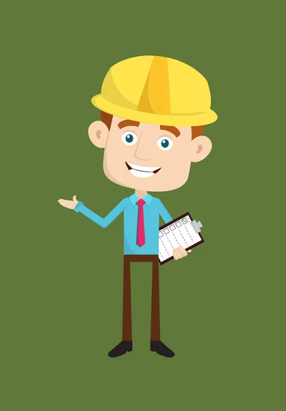 Engineer Builder Architect - Holding a Checklist and Showing wit — Stock Vector