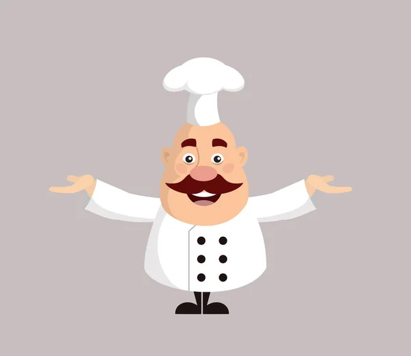 Chef Grasa Graciosa - De pie en la presentación de Pose — Vector de stock