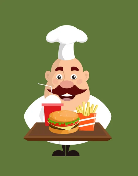 Fat Funny Chef - Présentation des Fast Foods — Image vectorielle
