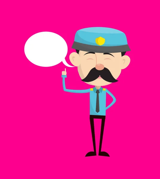 Policial engraçado policial - Sorrindo e apontando para a bolha de fala — Vetor de Stock