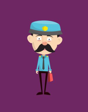 Komik Polis - Bir bavul tutuyor ve gitmeye hazır