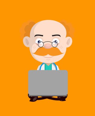 Tıbbi Profesyonel Doktor - Laptop 'ta Oturup Çalışmak