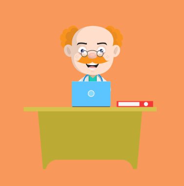 Tıbbi Profesyonel Doktor - Laptop üzerinde çalışıyor