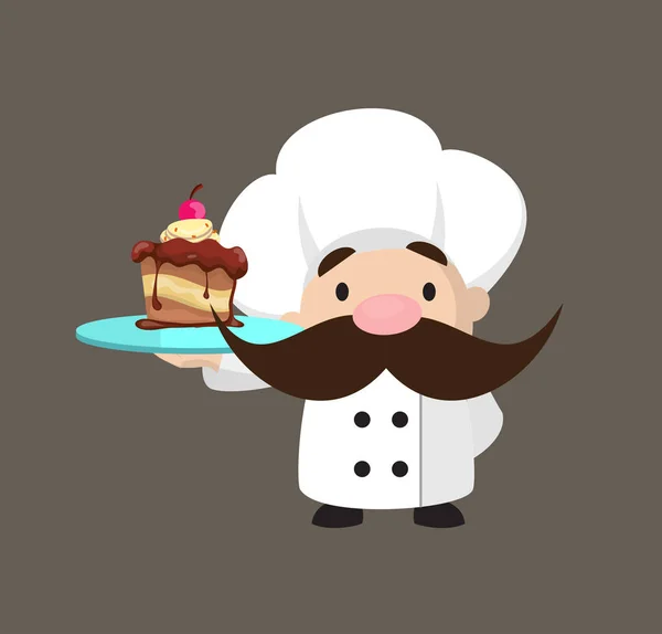 Vtipný krátký kuchař - představení dortu — Stockový vektor