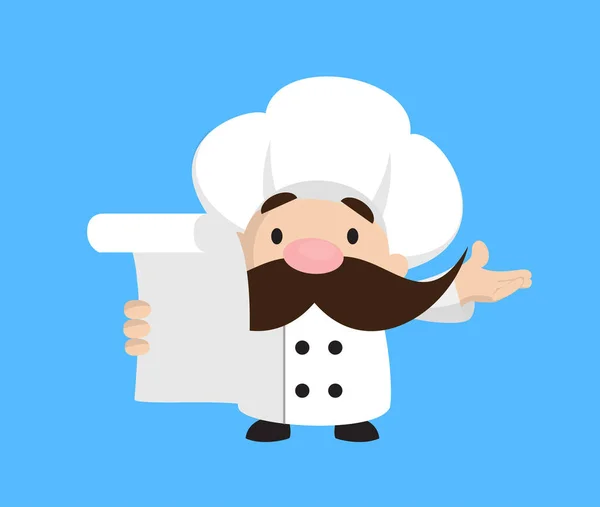 Funny Short Chef - Držení papíru a oznamování — Stockový vektor