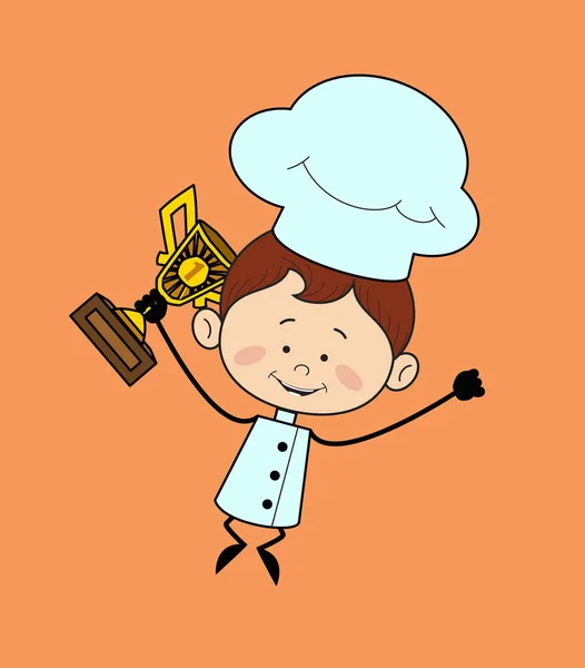 Konyha karakter szakács - ugrás trófeával — Stock Vector