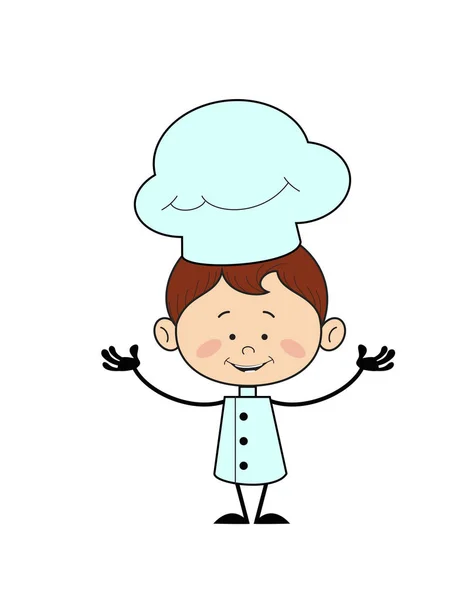 Cucina personaggio Chef - In piedi nel presentare la posizione — Vettoriale Stock