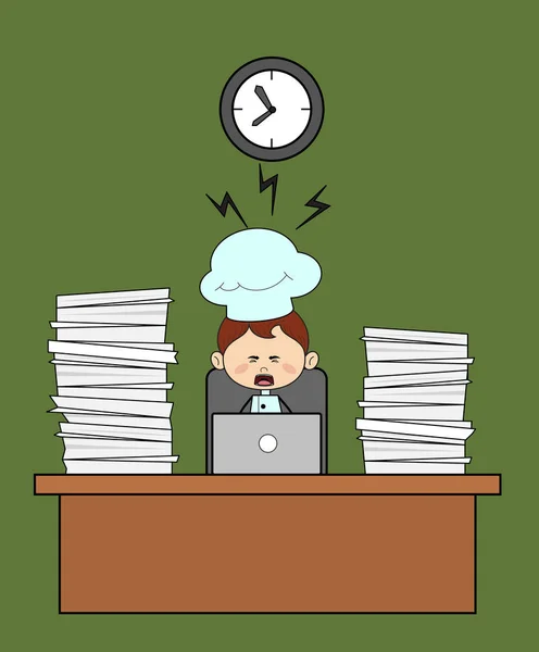 Kitchen Character Chef - Frustrated from Office Work — Stock Vector