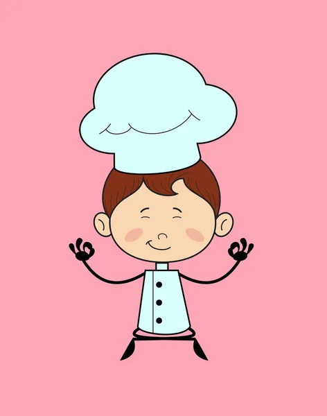 Kitchen Character Chef - Doing Meditation — Stock Vector