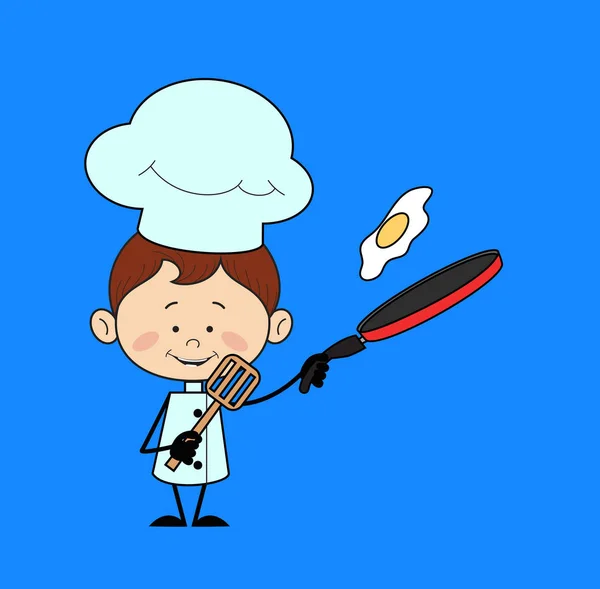 Chef de carácter de cocina - Preparación de alimentos — Archivo Imágenes Vectoriales