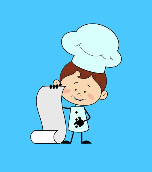 Kuchnia Character Chef - Pokazuje papier przewijania — Wektor stockowy