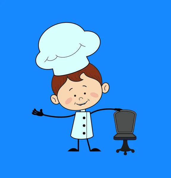 Konyhai Character Chef - Álló székkel és Gesturing a — Stock Vector