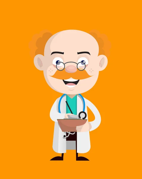 Lekarz medycyny - Przygotowanie raportu w szczęśliwym nastroju — Wektor stockowy
