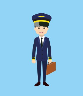 Pilot - Bir bavul tutuyor ve gitmeye hazır