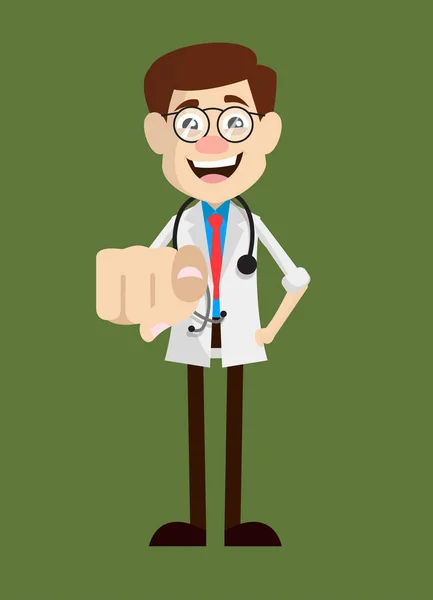 Médico Doctor - Riendo y Señalando — Vector de stock