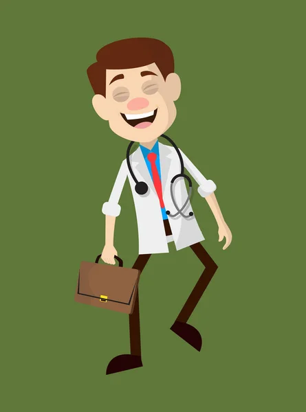 Médecin Docteur - Visage joyeux avec valise de maintien — Image vectorielle