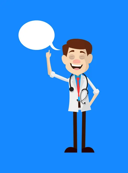 Doktor - Gülümseyen ve Konuşma Baloncuğuna Gösteren