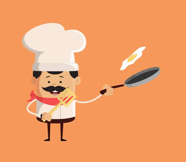 Chef lindo profesional - Preparación de alimentos — Vector de stock