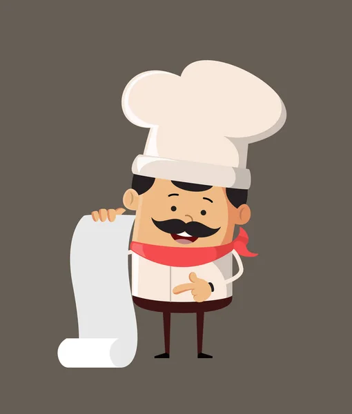 Chef carino professionale - Mostrando un rotolo di carta — Vettoriale Stock