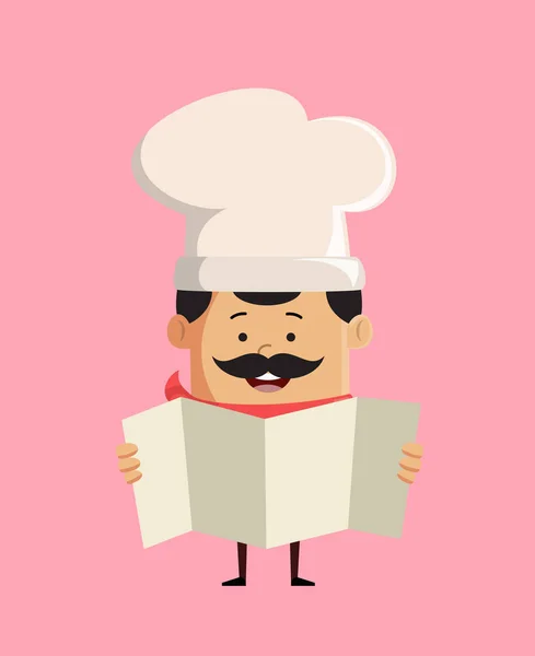 Chef carino professionale - Tenere un banner di carta piegato — Vettoriale Stock