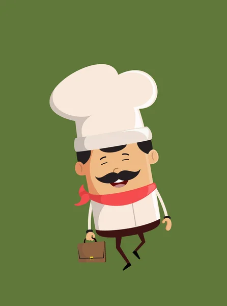 Profesionální roztomilý kuchař - veselá tvář s kufříkem — Stockový vektor