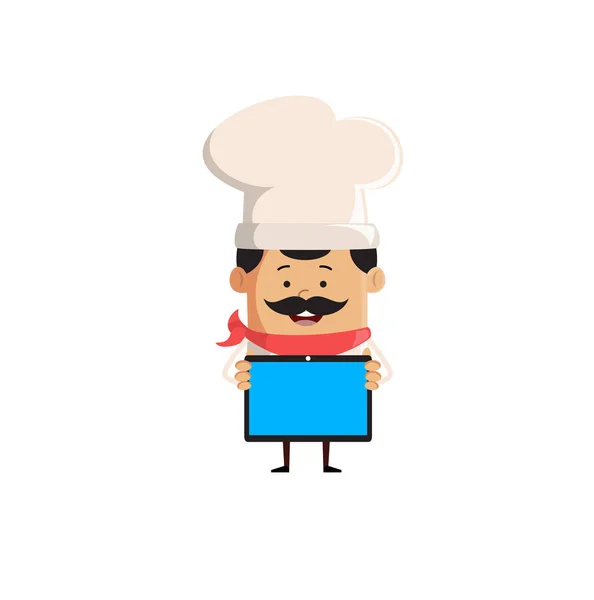 Professional Cute Chef - Presenteren van een tablet — Stockvector