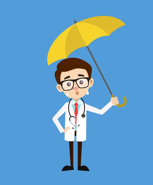 Profesjonalny lekarz - Stojąc z parasolem — Wektor stockowy