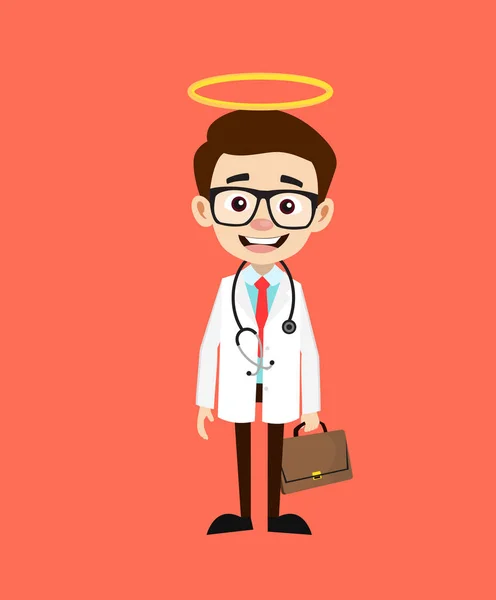 Médico profesional - De pie y sonriente — Vector de stock