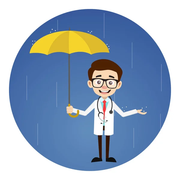 Profesjonalny lekarz - Stojąc w deszczu z parasolem — Wektor stockowy