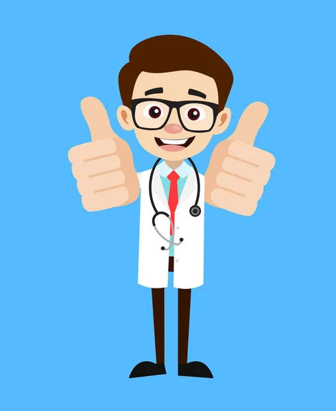 Doctor profesional - Pulgares dobles hacia arriba — Vector de stock