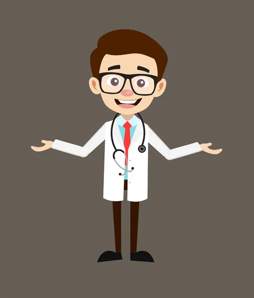 Professional Doctor - Standing in Presenting Pose — Stock Vector