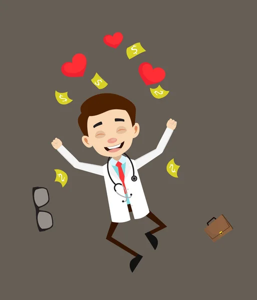 Profesjonalny lekarz - Skoki z serc i pieniędzy — Wektor stockowy