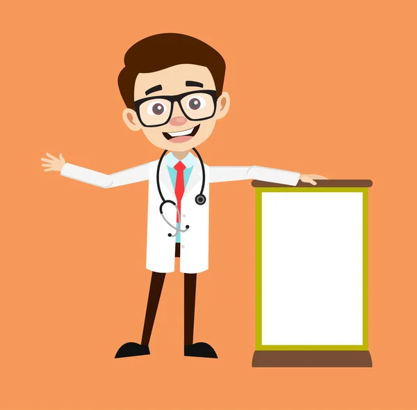 Professional Doctor - Standing with a Blank Board — Stock Vector