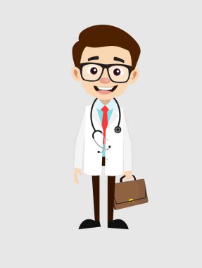 Profesyonel Doktor - Bir bavul tutuyor ve gitmeye hazır