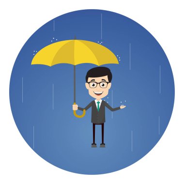 Profesyonel Erkek - Şemsiyeyle Yağmurda Durmak