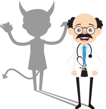 Psikiyatrist - Şeytan kişi Sahte gülümsemeyle ayakta duruyor