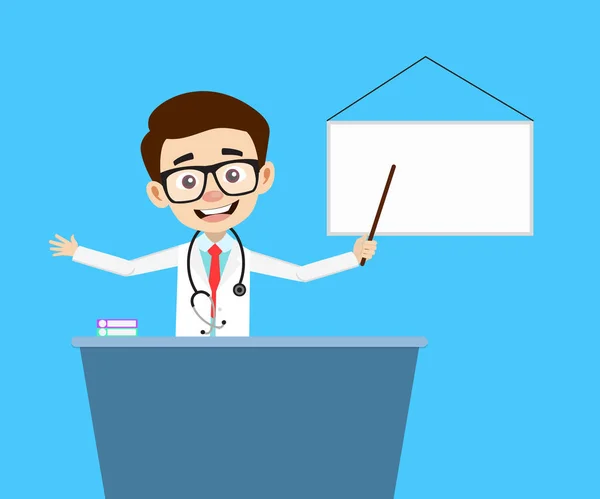 Professioneller Arzt - Präsentation auf Whiteboard — Stockvektor