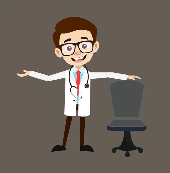 Profesionální lékař - stojící s židlí a gesta s Hanem — Stockový vektor