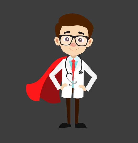 Professional Doctor - In Super Hero Costume — Stock Vector