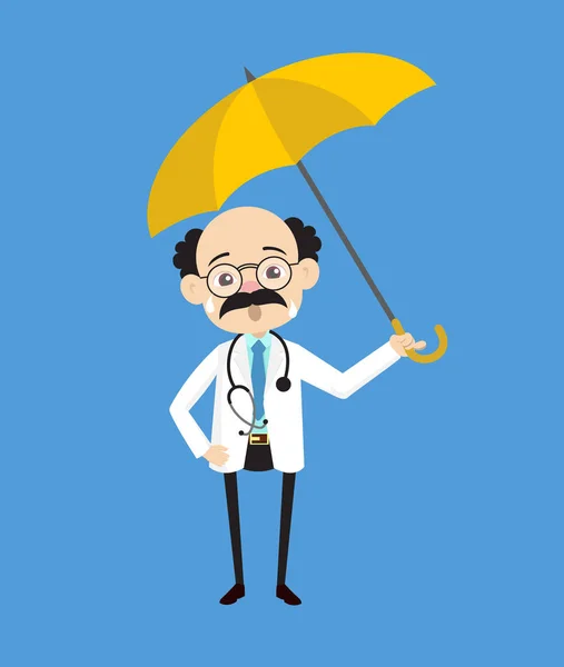 Psychiatrist - Standing with Umbrella — Stock Vector