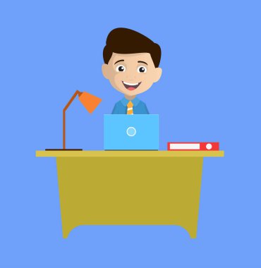 Satış elemanı - Laptop üzerinde çalışıyor