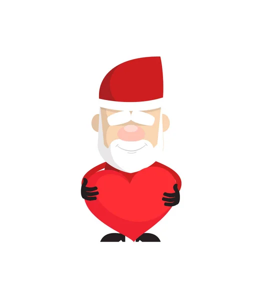 Egyszerű Cartoon Santa - Álló egy szív — Stock Vector