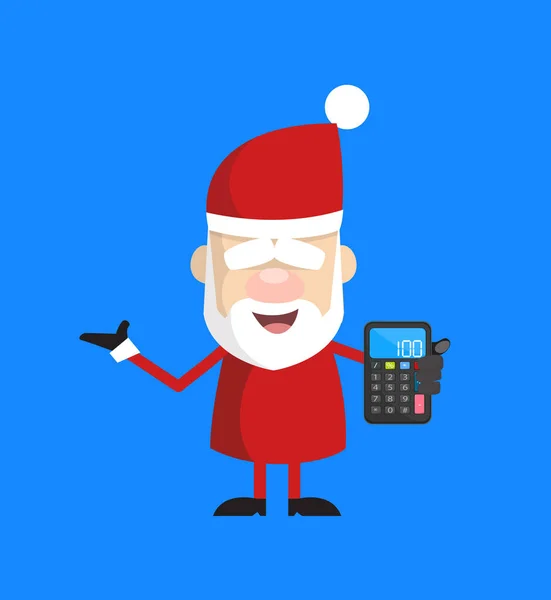 Simple Cartoon Santa - Présentation d'une calculatrice — Image vectorielle