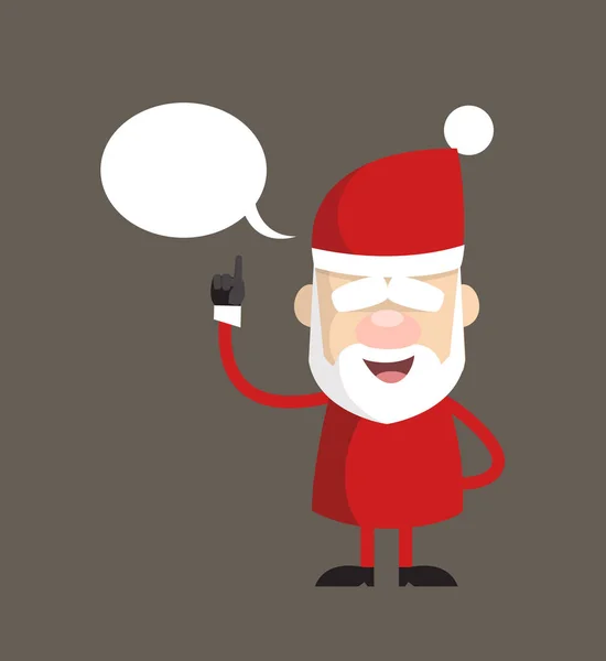 Caricature simple Santa - Sourire et pointer du doigt la bulle de la parole — Image vectorielle