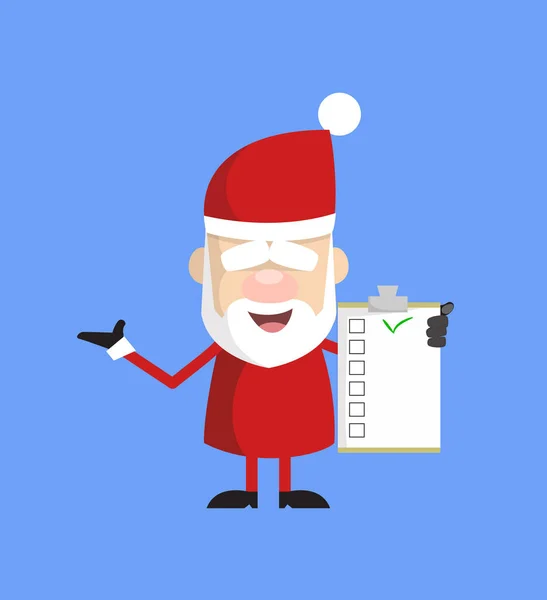 Caricature simple Père Noël - Afficher une liste de contrôle — Image vectorielle