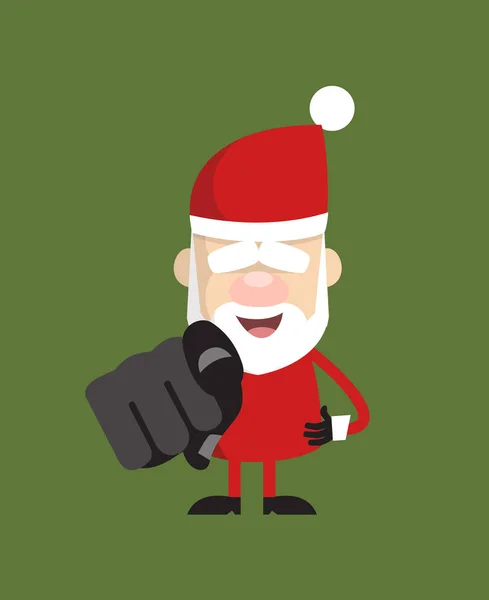 Semplice cartone animato Babbo Natale - Ridendo e puntando — Vettoriale Stock