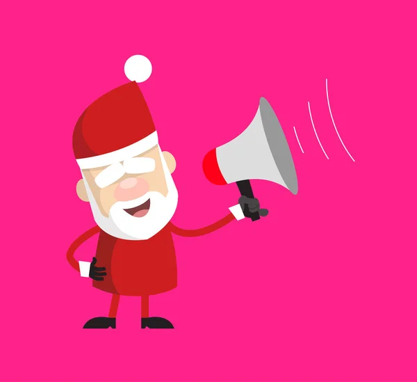 Simple Cartoon Santa - Debout avec Loudhailer — Image vectorielle
