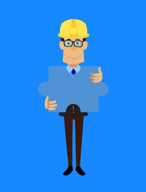 Teknisyen Mühendis - Yapboz Parçası Tutuyor