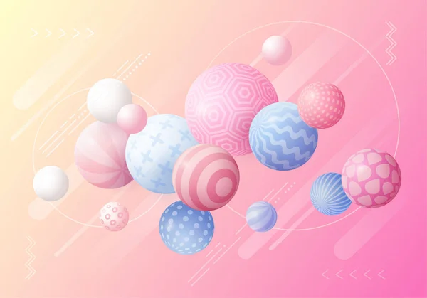 Multicolored Decorative Background Balls Abstract Vector Illustration Trendy Poster — Stock Vector